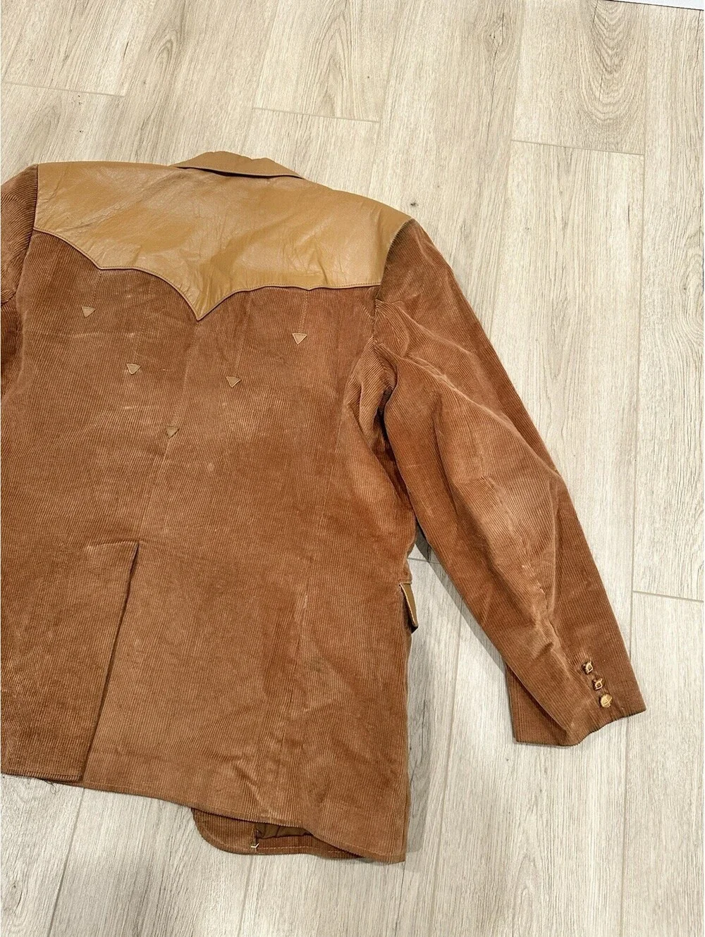 VTG Pioneer Wear Brown Corduroy Leather Cowboy Blazer Jacket Rockabilly Sz 48